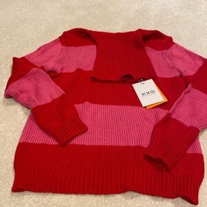 NWT Isaac Mizrahi for Target red and pink turtleneck sweater. size small